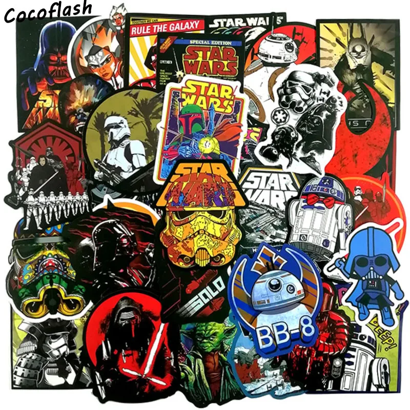 50pcs/pack New Super Cool Star Wars Stickers for Luggage Laptop Decal Skateboard Stickers Moto Bicycle Car Guitar Fridge Sticker