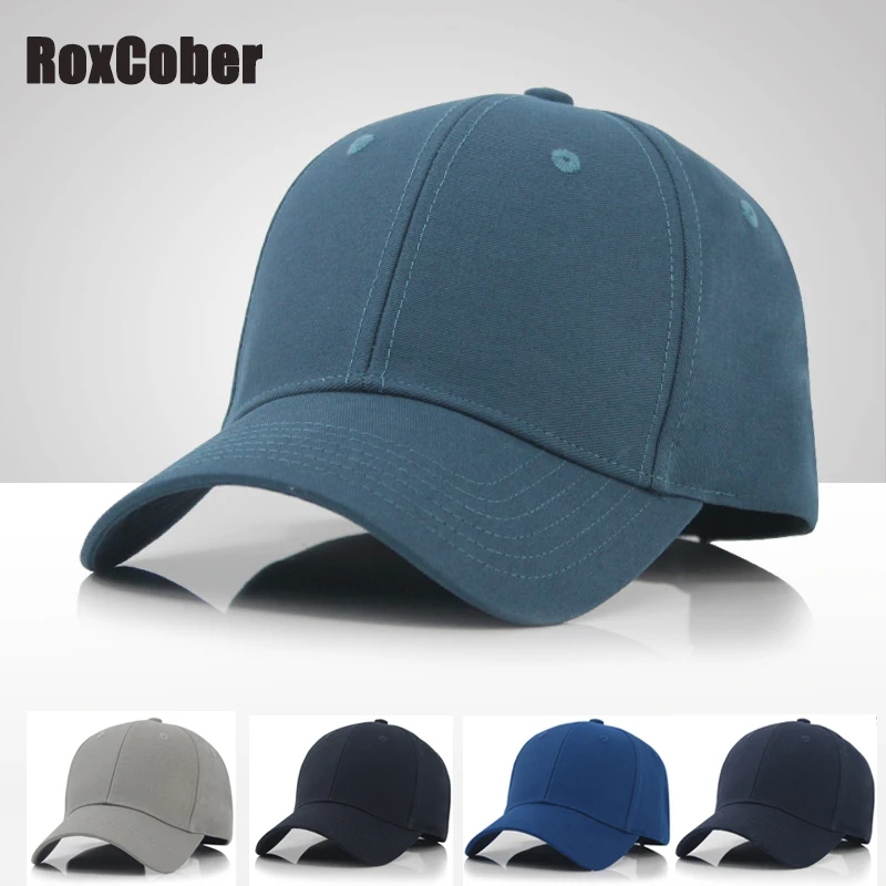 

RoxCober New simple men's large size baseball cap Cotton Solid Color snapback Hat gorras para hombre de marca outdoor golf caps
