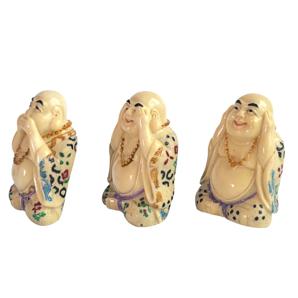 2554 Feng Shui Color Crema Tíbet Budista Tres No Buda No Digas No Escuchas No Mires Estatuas De Buda De Resina C1107 In Estatuas Y Esculturas
