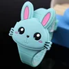 Lovely Rabbit Cartoon Children Watches Flip Cover Rubber Electronic Kids Watch for Boy Student Girls Clock Reloj Infantil Saati ► Photo 2/6