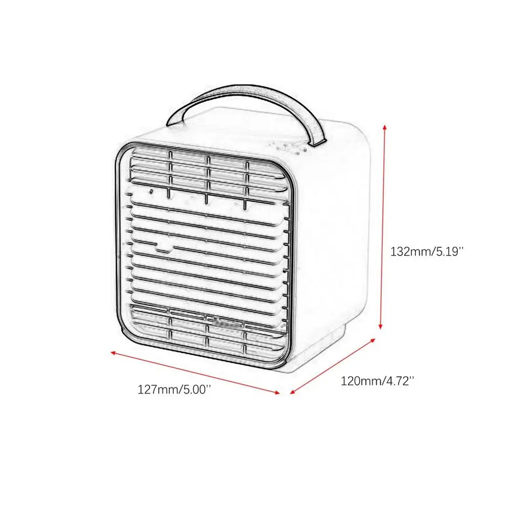 3-Speed Mini Air Conditioner Negative Ion Fan Cooler Humidifier LED Light PM2.5