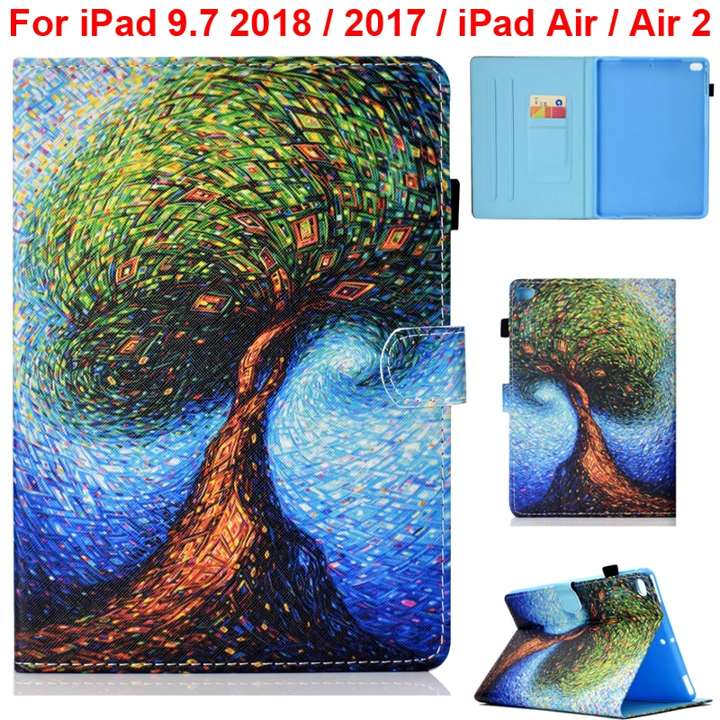 Для iPad 9,7 A1893 A1954 A1822 A1823 чехол милый кошелек сумка iPad A1474 A1475 A1476 Air 2 A1566 A1567 Прекрасный Принт с длинным рукавом держатель