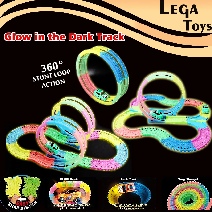 Glow race font b toy b font track Playsets Flash in the Dark Accessory 360 Loop