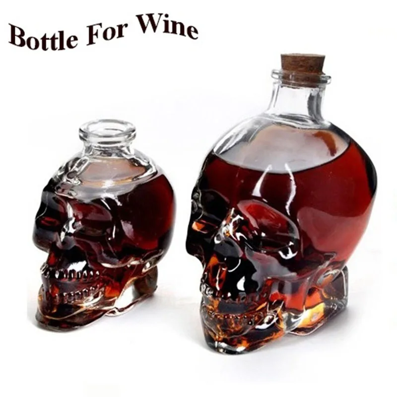 

1pcs Classic Glass Skull Bottle Creative Crystal Skull Vodka/Wine Bottle 180ML/350ML Presonalized Halloween Hip Flasks