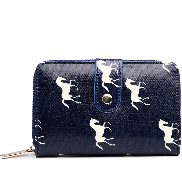2016 Fashion Womens horse Print Wallets And Purses 6 Color Oilcloth Material Wallet Portefeuille
