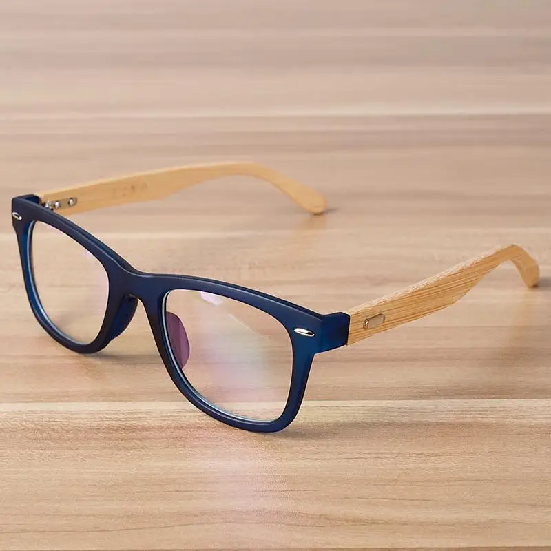 NOSSA бамбуковые прозрачные очки в оправе ручной работы для женщин и мужчин, классические очки для близорукости по рецепту, деревянные ретро синие очки - Цвет оправы: Blue