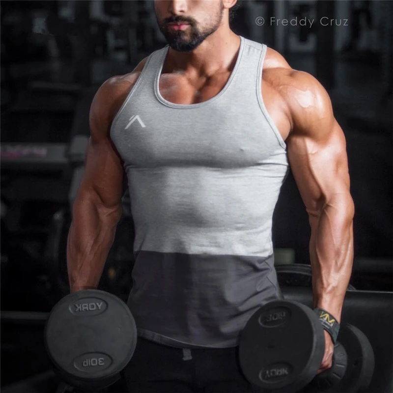 

Men Gyms Elasticity Tank Top 95% Cotton Bodybuilding Stringers Tank Tops Singlet Brand Clothing Fitness Sleeveless Shirt Workout