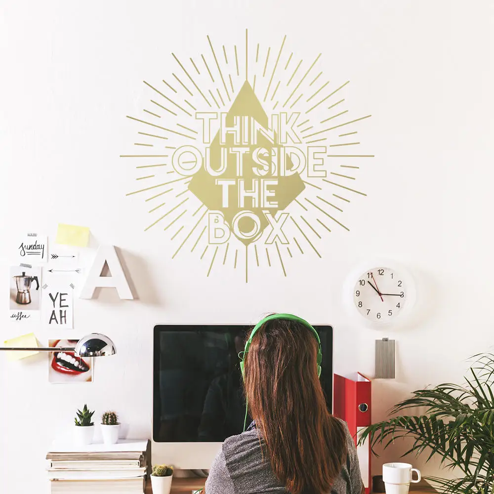

YOYOYU Art Home Decor Think Outside The Box Wall Decal Vinyl Sticker Bedroom Living Room Decoration Mural Home Design WW-523