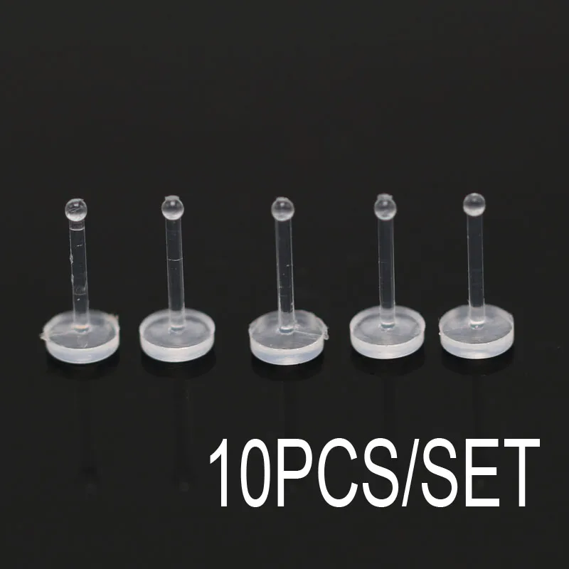 18G 20G Bio-plastic nose studs anti-allergic piercing nose ring clear white invisible solid white body piercing jewelry multiuse0