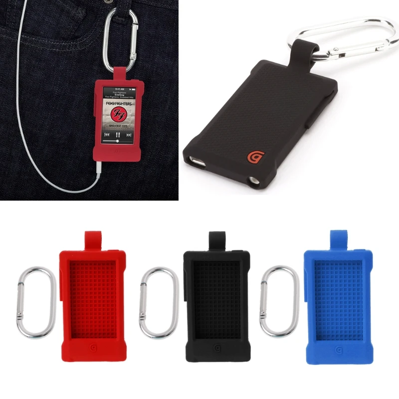

Portable Silicone Case For iPod Nano 7 Outdoor Sport Protective Skin Shell With Carabiner Blue Cover