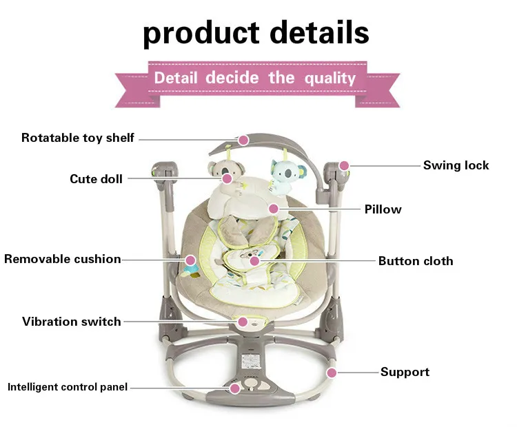 EU safety baby rocking chair 0-3 baby Electric cradle rocking chair soothing the baby's artifact sleeps newborn sleeping