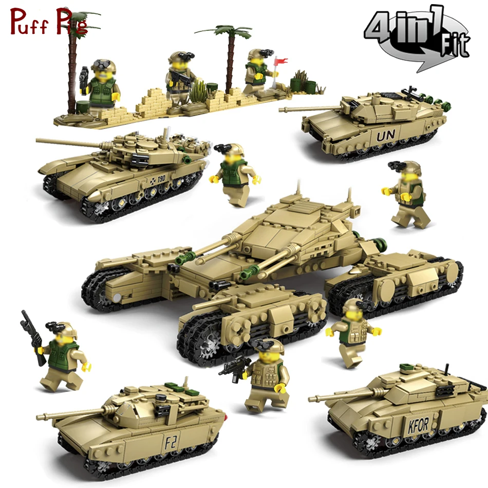 

KAZI Military War Weapon Armed Tank Block Bricks Building Blocks Sets Models Educational Compatible With Legoe Toys For Children