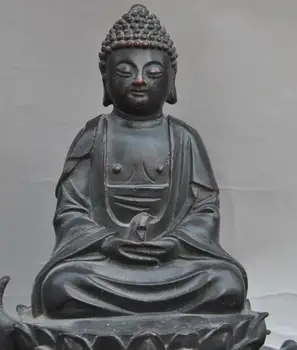 

S1321 12" tibet buddhism bronze sakyamuni Tathagata lotus buddha Sit lion beast statue
