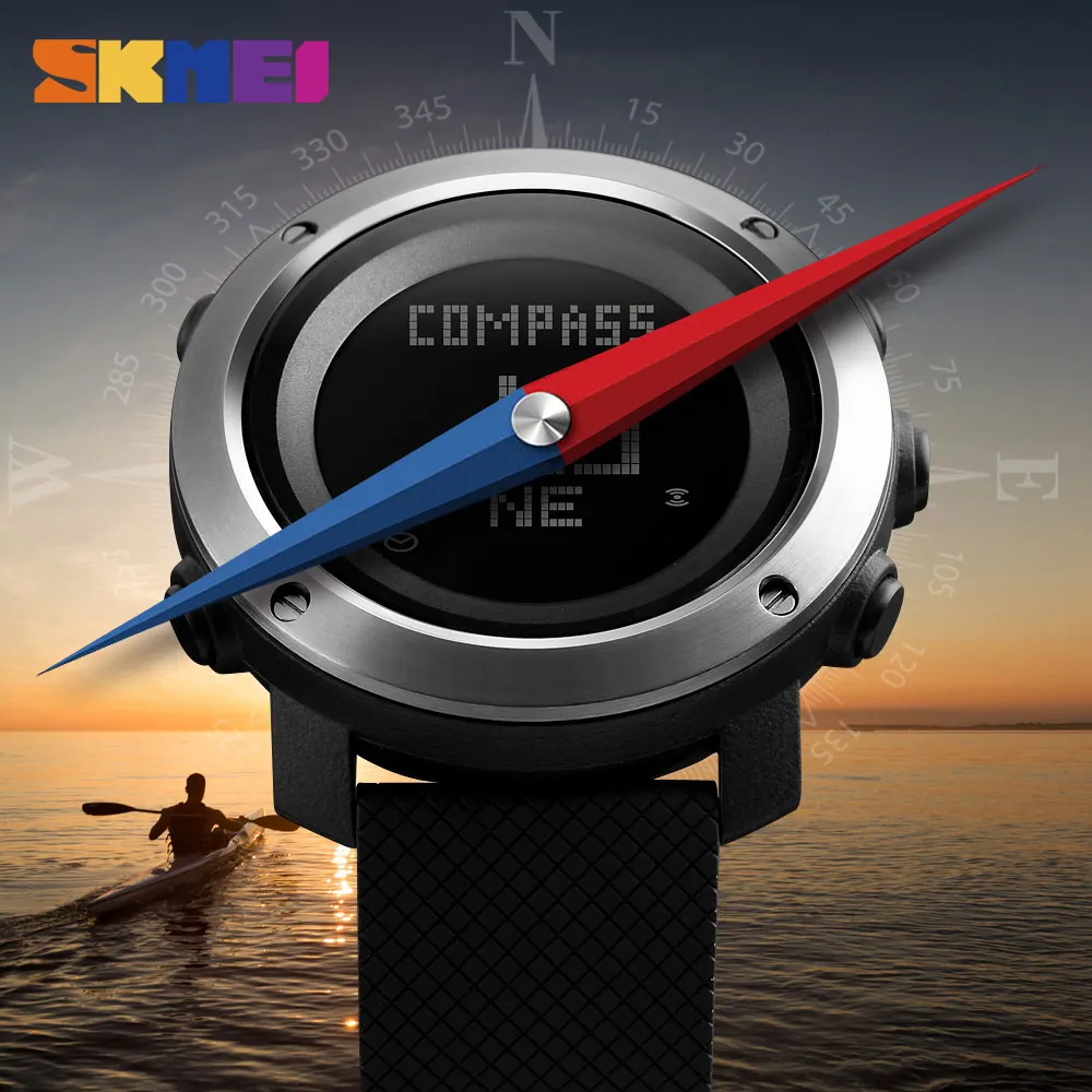 SKMEI البوصلة الرياضة الساعات الرجال النساء 5Bar للماء في الهواء الطلق العسكرية المعصم عداد الخطى الرقمية السعرات الحرارية Relogio Masculino SKMEI البوصلة الرياضة الساعات الرجال النساء 5Bar للماء في الهواء الطلق العسكرية المعصم عداد الخطى الرقمية السعرات الحرارية Relogio Masculino