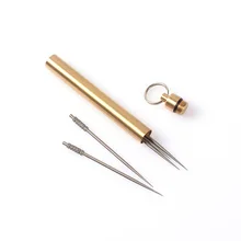 Copper toothpick holder cotton swab box brass waterproof warehouse outdoor survival small pills container sealed capsule box