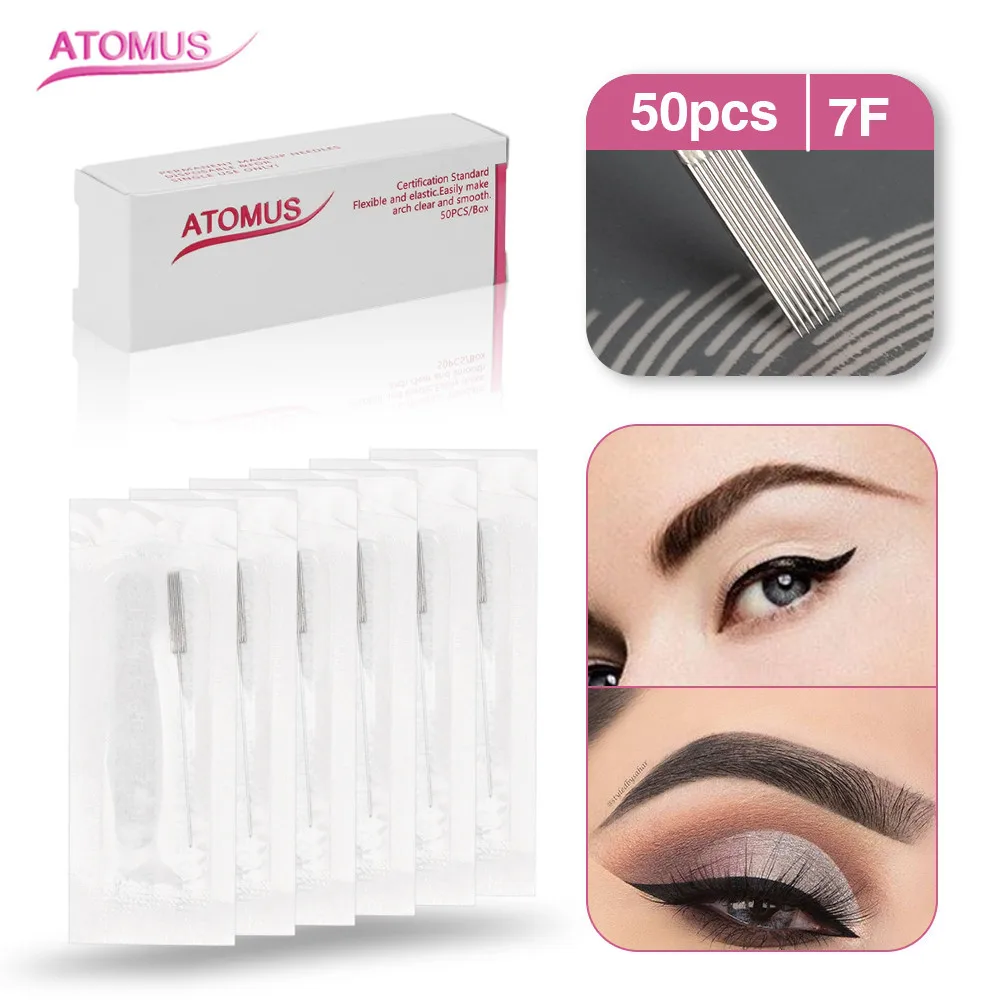 50Pcs Microblading Tattoo Needle 7F Permanent Makeup Needles For Eyebrow Pen Machine | Красота и здоровье