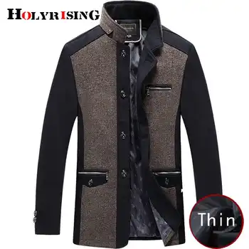 Holyrising men coat winter wool caot erkek kaban Fashion Business Thicken Slim Overcoat Jacket Male Peacoat Brand Clothes 18703