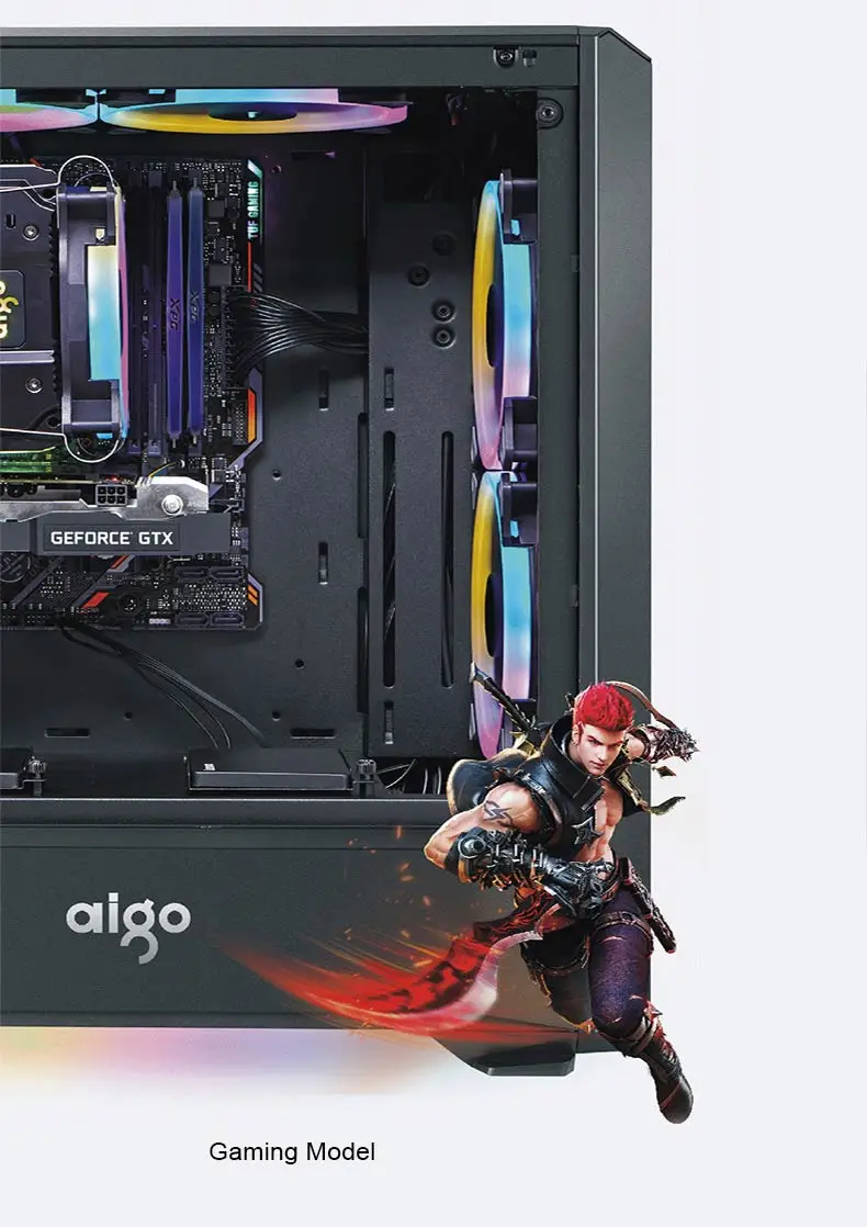 Aigo чехол для настольного компьютера ATX Pc чехол для компьютера USB3.0 HD аудио чехол для компьютера s 360 мм Pc шасси Gabinete Computador