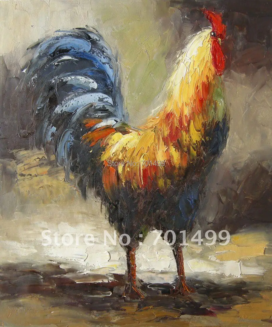Good price Impression animal oil painting cock , 60cmx60cmoil painting paneloil painting