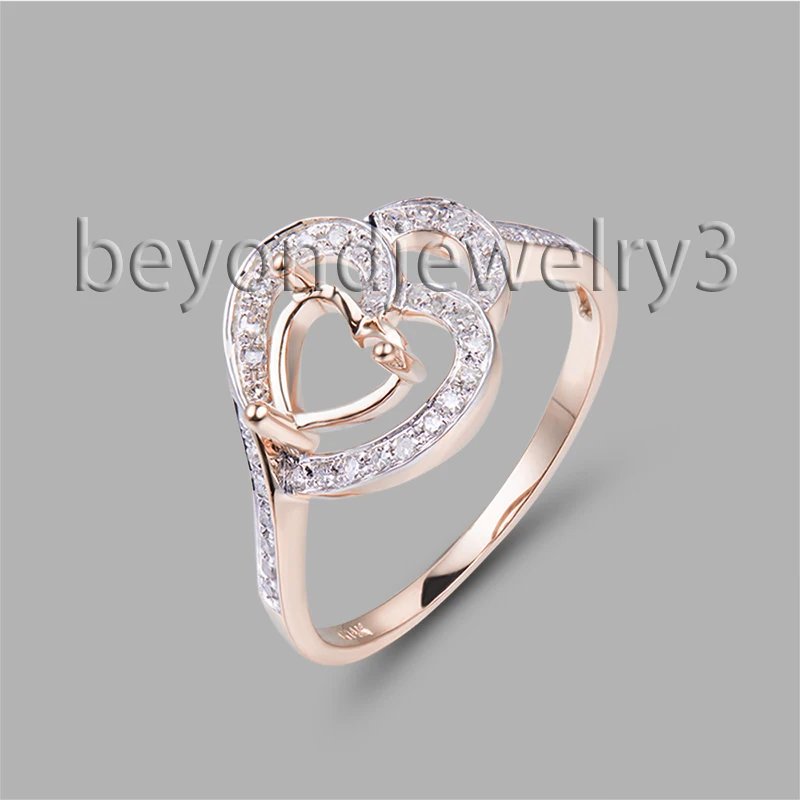 

Rose 14k Heart Semi Mount Diamond Ring For Love With 6mm Heart Setting SR0021
