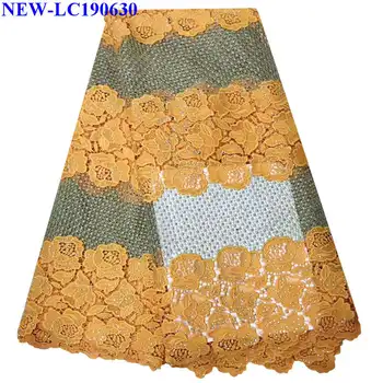 

Latest African Chemical Guipure Lace High Quality African Cord Lace For Party Dress Yellow Water soluble lace fabric XBS004