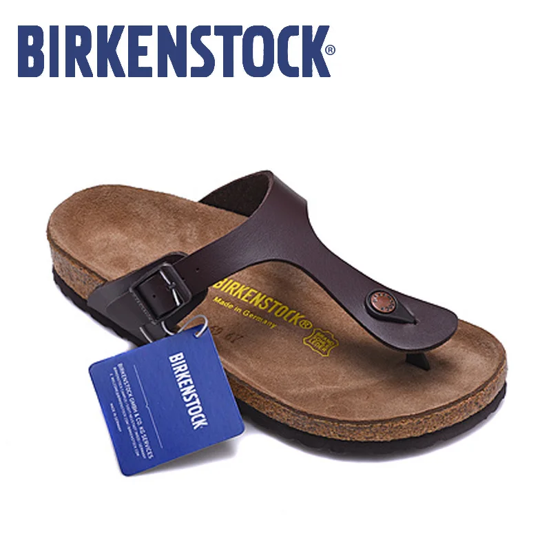 

2019 Birkenstock Sandals Men women summer Beach Soft Slippers Gizeh Leather unisex Flat Flip Flop Sandalias hombre Mujer EU35-46