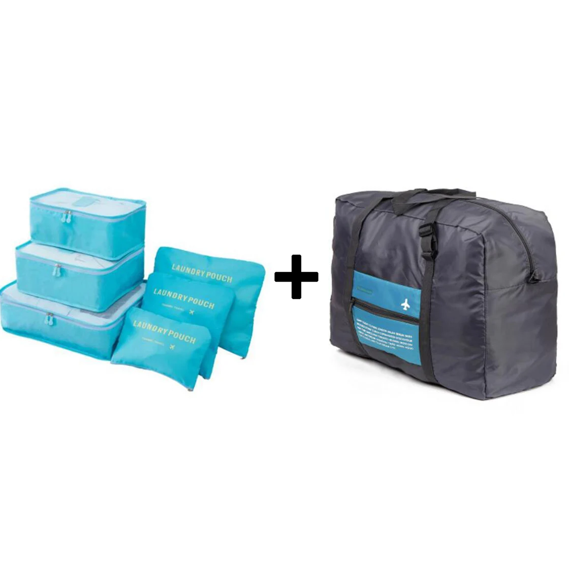 Органайзер для путешествий куб для упаковки большая емкость двойная молния водонепроницаемая сумка для багажа аккуратная Одежда Органайзер нейлоновая складная сумка - Цвет: light blueblue
