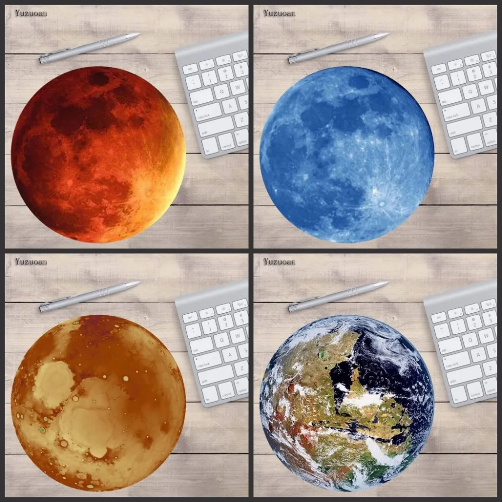 Goede Yuzuoan Aarde Maan Vormige Gaming Muismat Rubber Muis Mat ronde Toetsenbord Mat Tafel Mat Voor Dota LOL voor Gamer 200*200*2mm