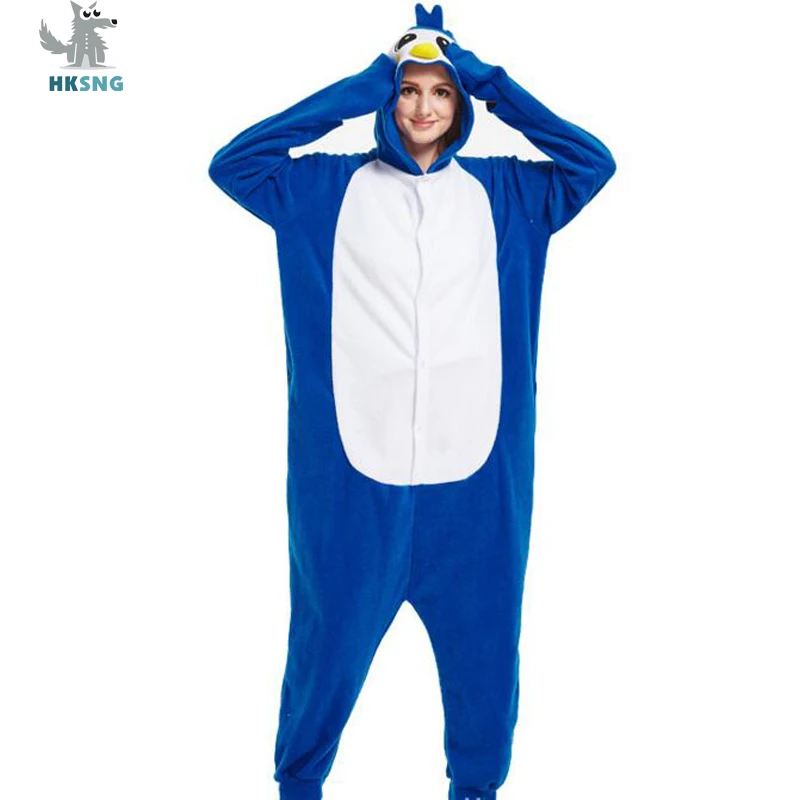 HKSNG/Пижама синего цвета с пингвином для взрослых; милый комбинезон для Хэллоуина; семейные вечерние костюмы для косплея; комбинезоны; пижамы; Kigu