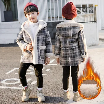 

big boys jacket winter 2018 plaid coat kids boy long sleeve outwear