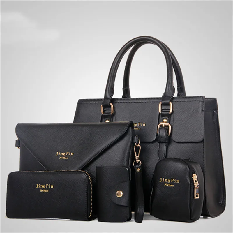 Fashion Women 5 Piece/set Handbag Purse Set Classic Messenger Bag Imitation Leather Shoulder Bag