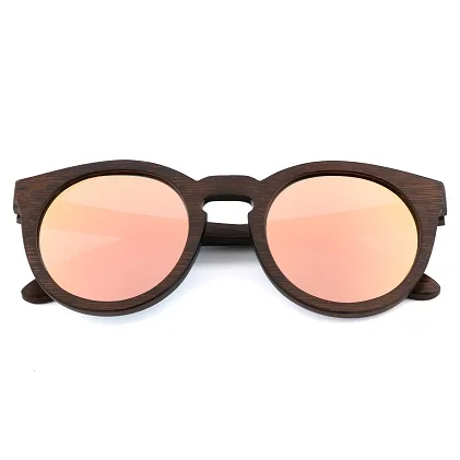 Rose Gold Lunettes de soleil en dune en bambou naturel fait а la main а la mode классификация Lunettes de soleil UV400 papillon endumites - Цвет линз: Rose Gold