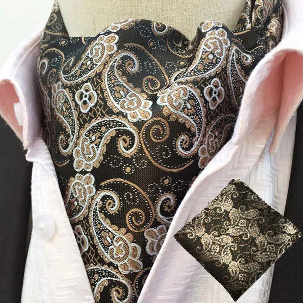 Для мужчин Пейсли Шелковый шейный платок Аскот галстук платок Карманный квадратный набор Лот BWTHZ0238 - Цвет: LJC-06