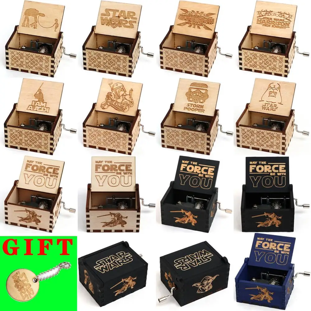 

Drop Shopping Antique Carved Wooden Music Box Hand Cranked Star Wars Theme Musical Box Christmas Gift Birthday Gift Casket