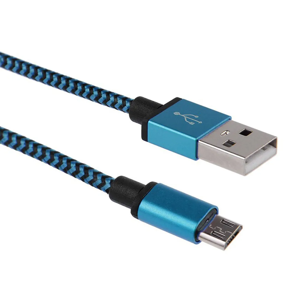 USB кабель для зарядки и передачи данных Плетеный алюминиевый Micro usb type C кабель для быстрой зарядки для смартфонов Android для IOS - Цвет: Blue