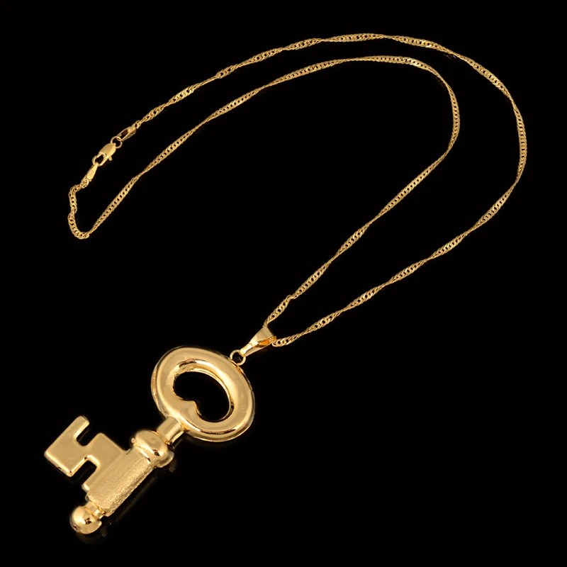 Kindlegem бренд стиль цвет чистого золота Ключ Ожерелье Подвеска для женщин Африка Дубай ювелирные изделия Италия Высококачественная бижутерия