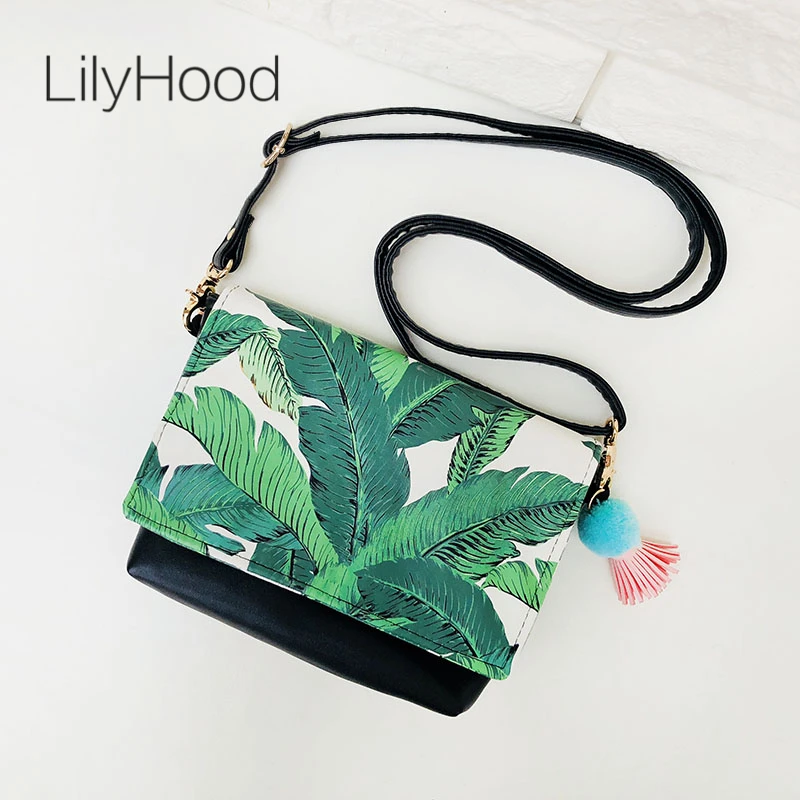 Buy LilyHood Summer Banana Leave Printing PU Leather Flap Shoulder Bag Beach