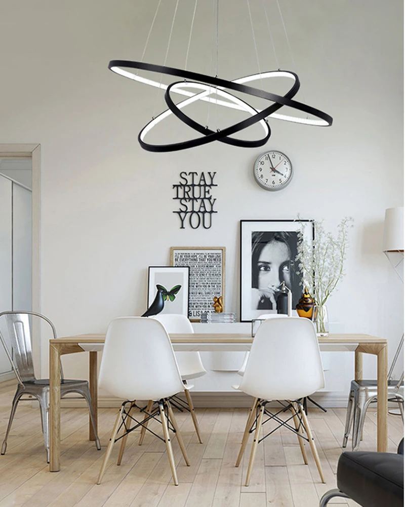40 60 80 100 см кольца современный светодиодный потолочный светильник для гостиной столовой кухни блеск светодиодный подвесной потолочный крепление для лампы