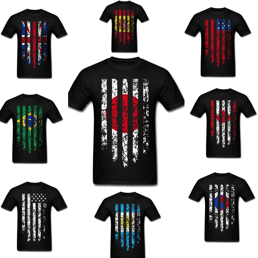 

MEN WOMEN Country Flag T Shirts Custom Male Female Casuals Top Tees Japanese Korea Brazil Flags T-shirts