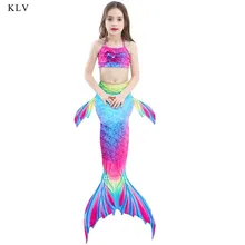 3 шт., детский летний купальник для девочек, градиент цвета радуги, в полоску, с хвостом, костюм, бант, искусственные стразы, бикини, купальный костюм