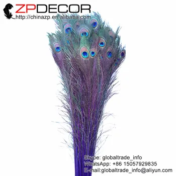 

ZPDECOR 100pieces/lot 40-45cm(16-18inches) Hand Sorting Directly Dyed Eggplant Peacock Feather for Showgirl Costumes