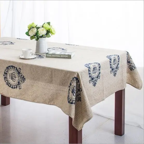 

Home decor linen cotton table cloth fabric crown design dining hall table cover cloth