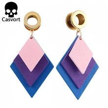 Пирсинг Casvort, новые беруши из нержавеющей стали, деревянные болтающиеся туннели, пирсинг, ювелирные изделия для тела, модные ушные измерители, пара, распродажа