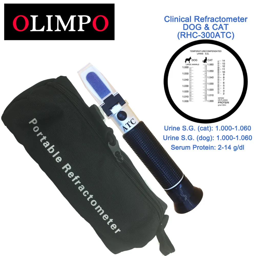 

OLIMPO Veterinary Refractometer RHC-300ATC Dog Cat Urine Specific Gravity 1.000-1.060sg Medical Serum protein Pet medicine ATC