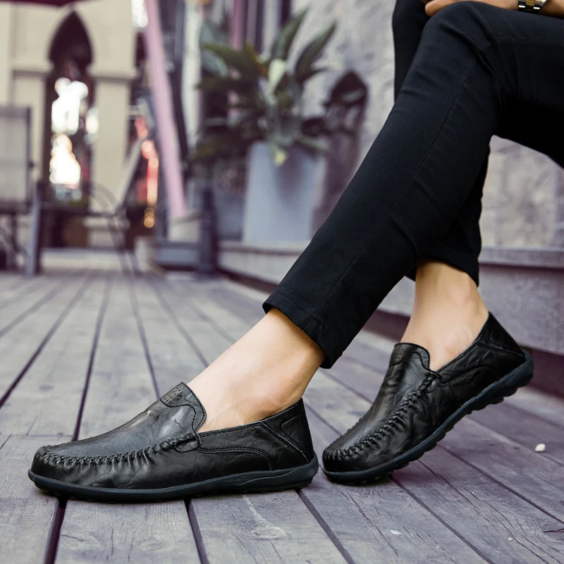 

mens genuine leather ultra light shoes men breathable jogging trainers shoes men outdoor walking shoes plus big size 228n