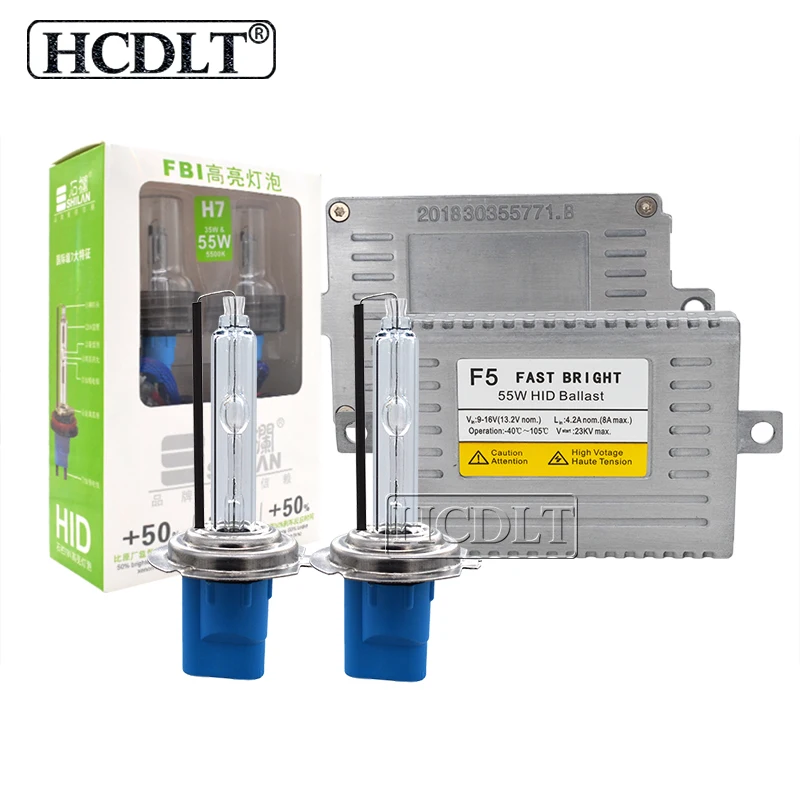 HCDLT AC 55 W HID ксенона H7 H1 H11 HB3 HB4 9012 D2H автомобиль свет ДЛТ F5 электронный блок ксеноновой фары ксенон 55 W 5500 K лампочка для передних фар