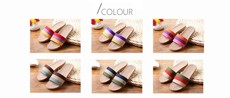 Summer Home Slippers Men Shoes Linen Flip Flops Striped Couples Slides Antiskid Indoor Slippers Flat Home Shoes Pantoufle Homme