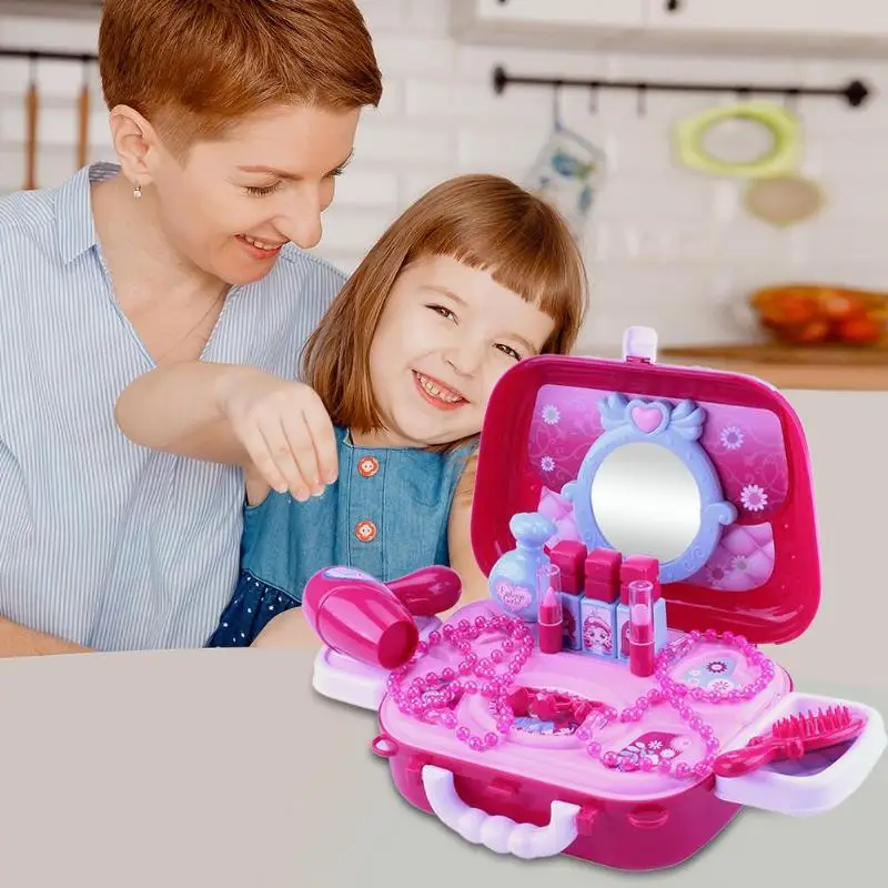 Ролевые игрушки набор девушка Моделирование игрушки Детский узор парикмахерские детские игрушки портативный чемодан образование