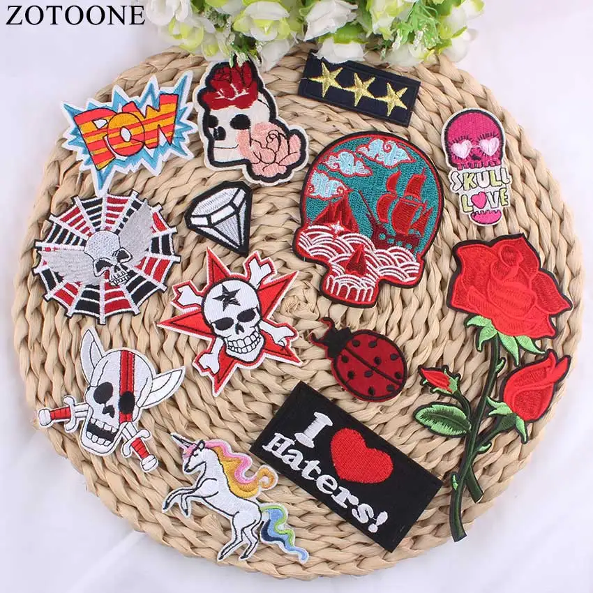 DIY 1PCS Sell Applique Punk Rock Patch Badges For Clothes Stickers Iron On Cheap Embroidered ...