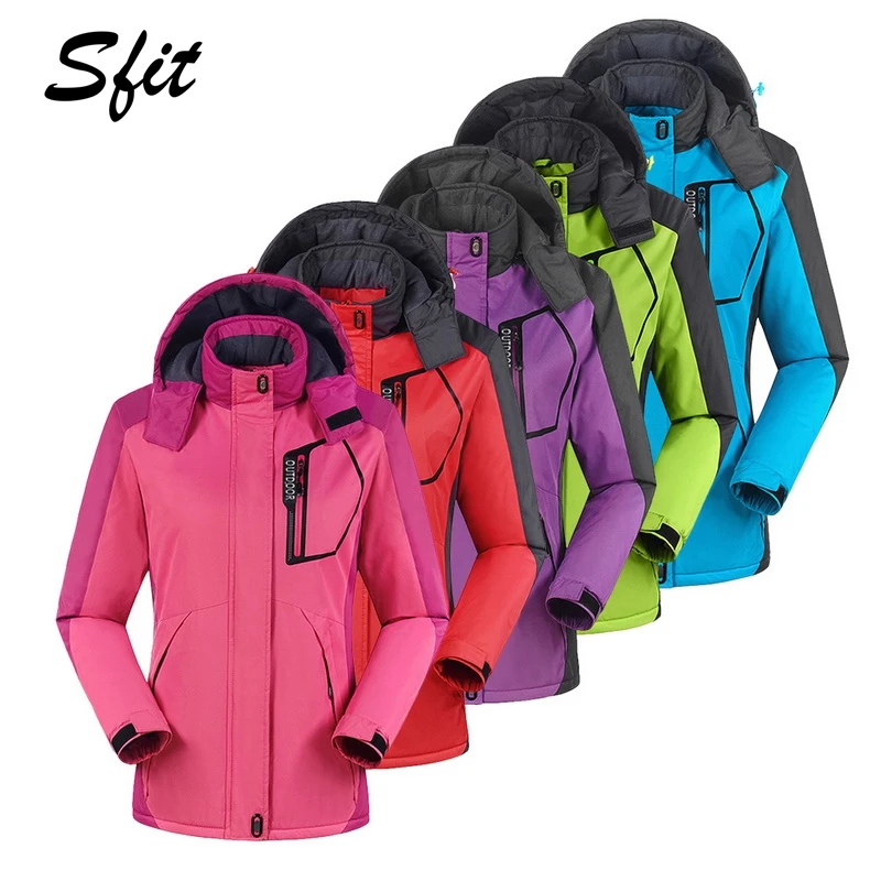 

Sfit 2019 Women's warm jacket double layer plus velvet windproof waterproof overalls Wearable Waterproof Windbreaker Warm Jacket